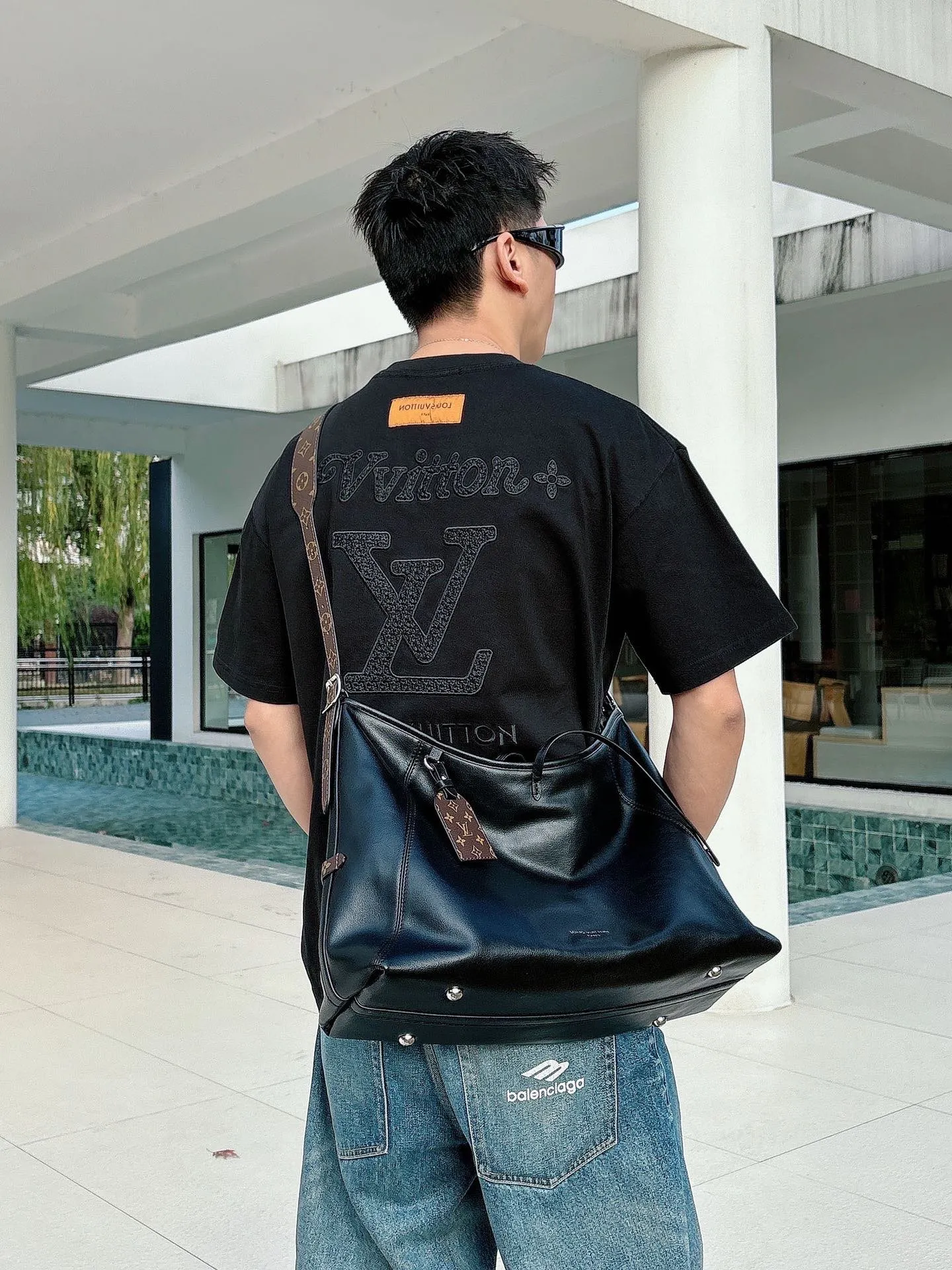 Louis Vuitton/Louis Vuitton 26ss woven letter embroidered short sleeves